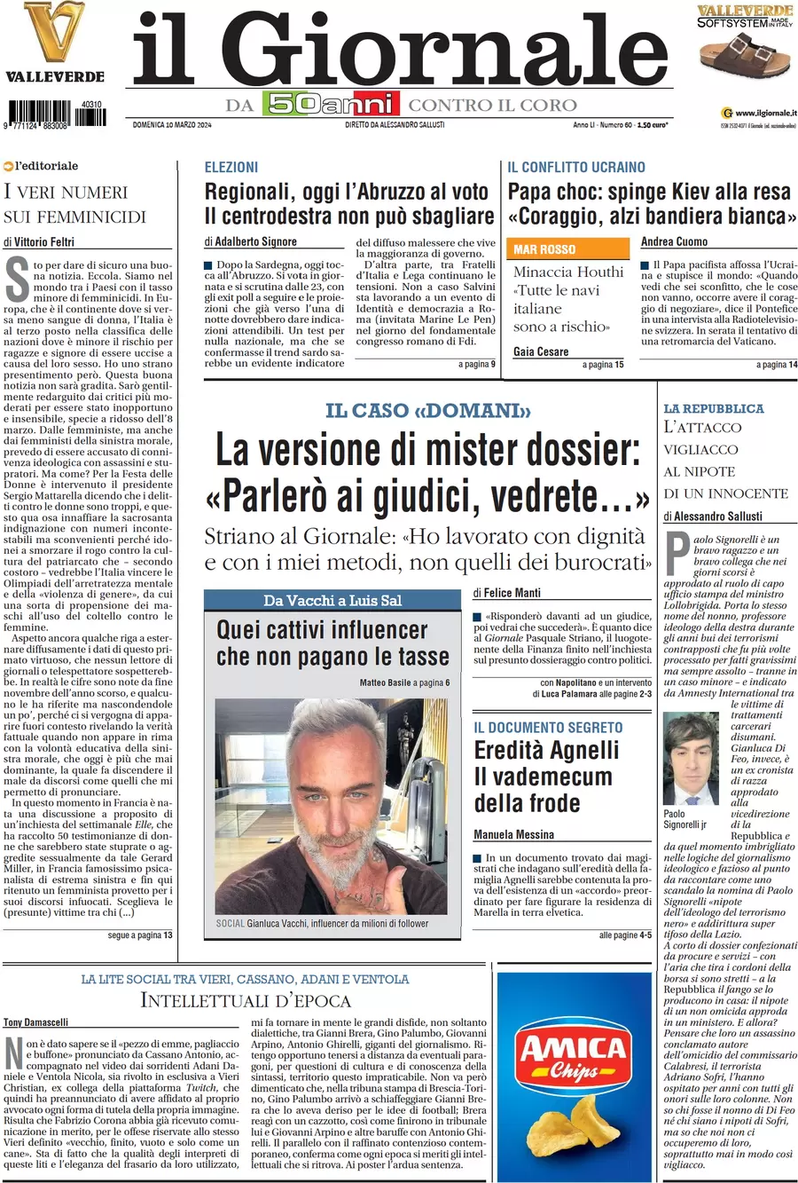 anteprima della prima pagina di il-giornale del 10/03/2024