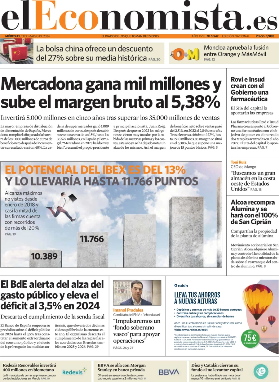 anteprima della prima pagina di el-economista del 12/03/2024