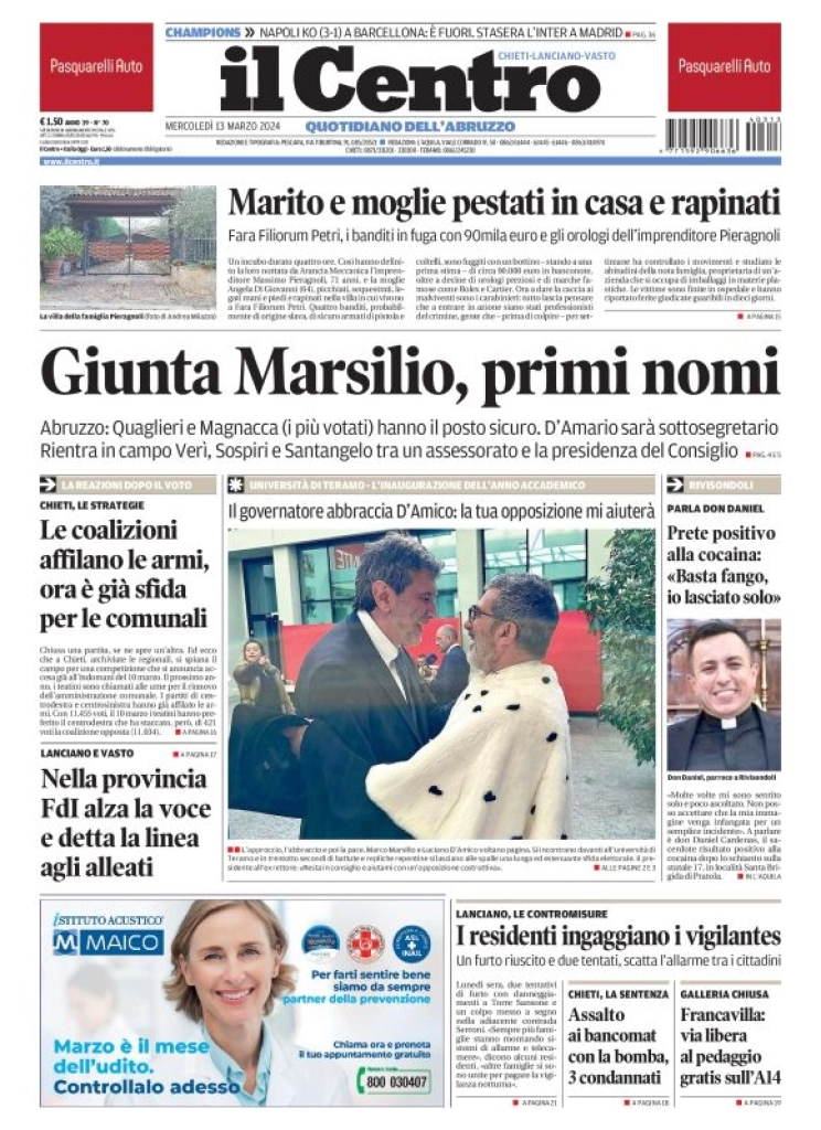 anteprima della prima pagina di il-centro-chieti del 13/03/2024