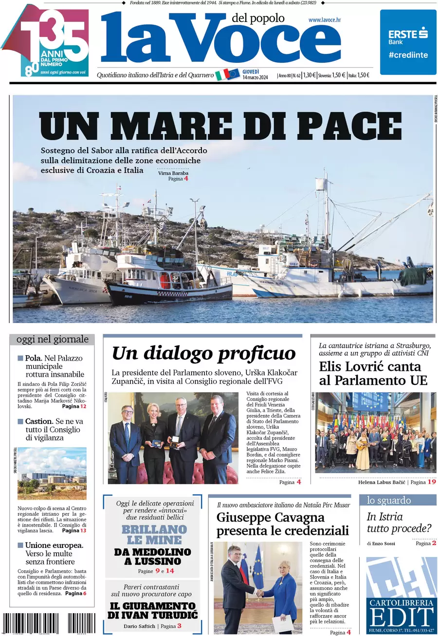 anteprima della prima pagina di la-voce-del-popolo del 13/03/2024