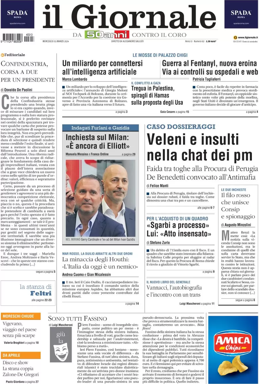 anteprima della prima pagina di il-giornale del 13/03/2024