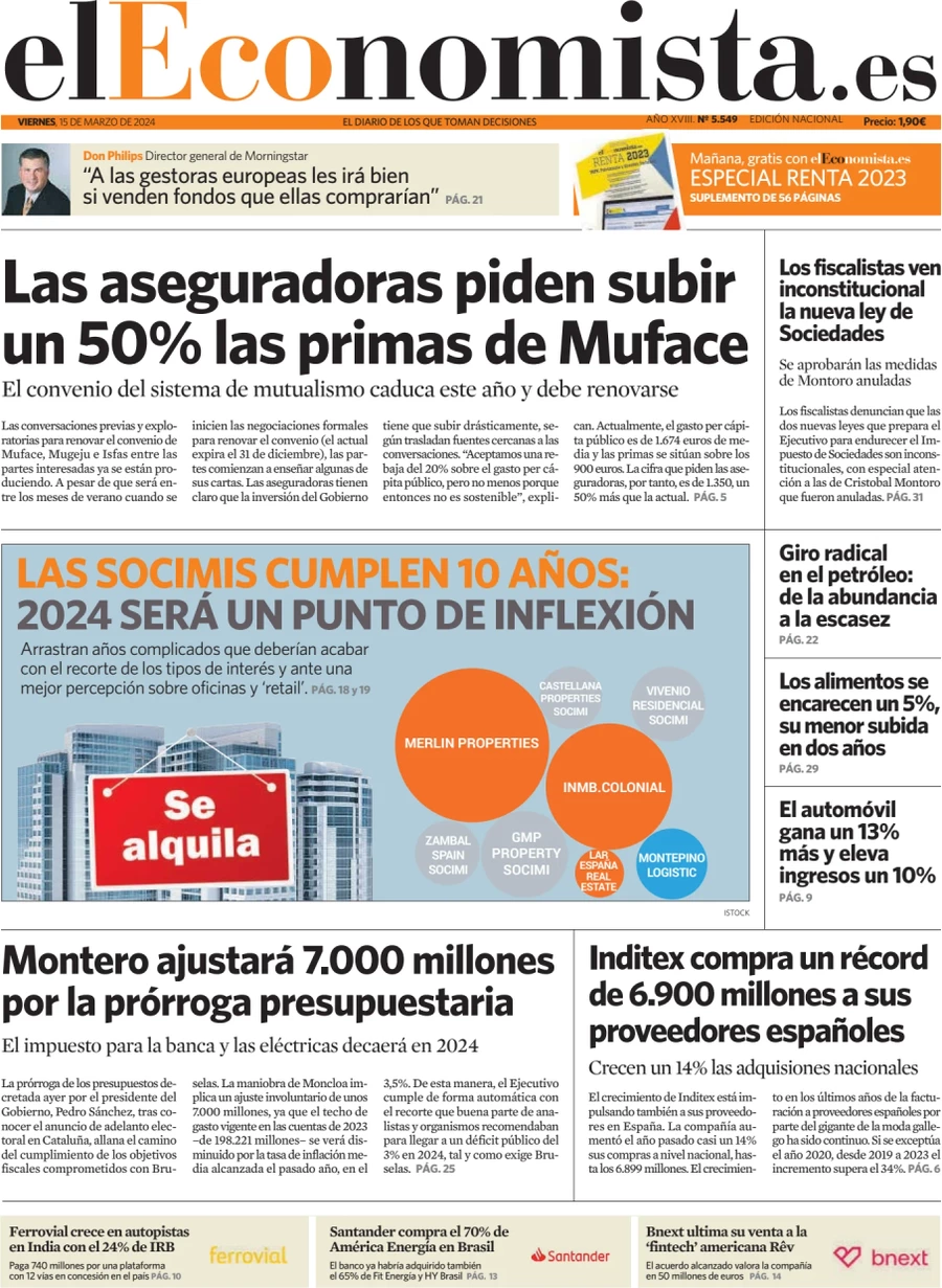 anteprima della prima pagina di el-economista del 14/03/2024