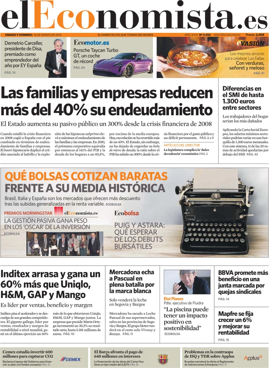 anteprima della prima pagina di el-economista del 15/03/2024