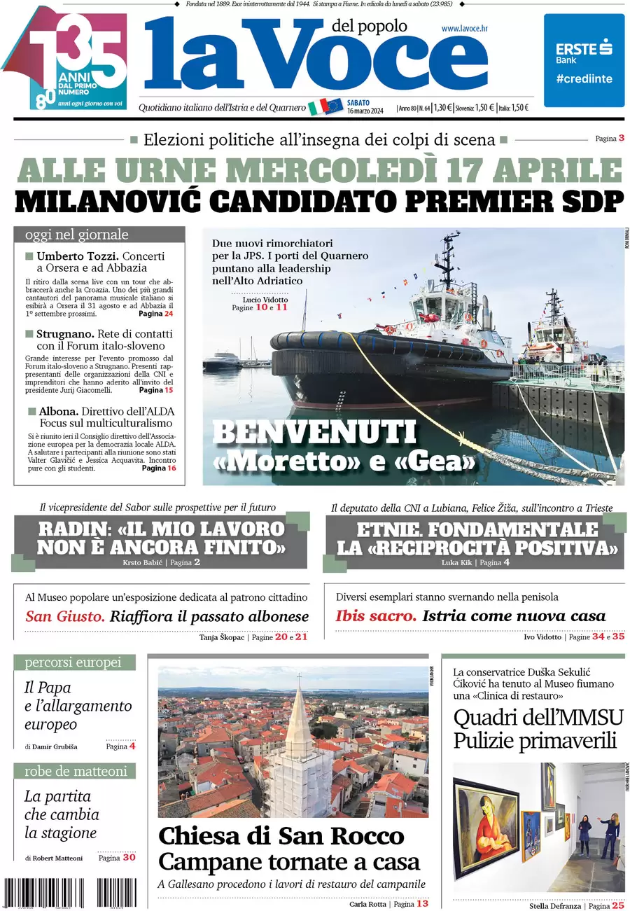 anteprima della prima pagina di la-voce-del-popolo del 16/03/2024