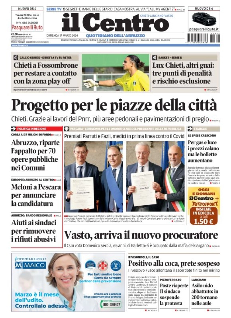 anteprima della prima pagina di il-centro-chieti del 17/03/2024