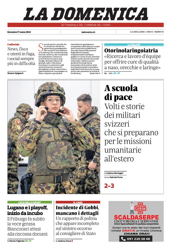 anteprima della prima pagina di corriere-del-ticino del 17/03/2024