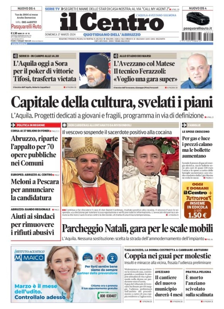 anteprima della prima pagina di il-centro-laquila del 17/03/2024