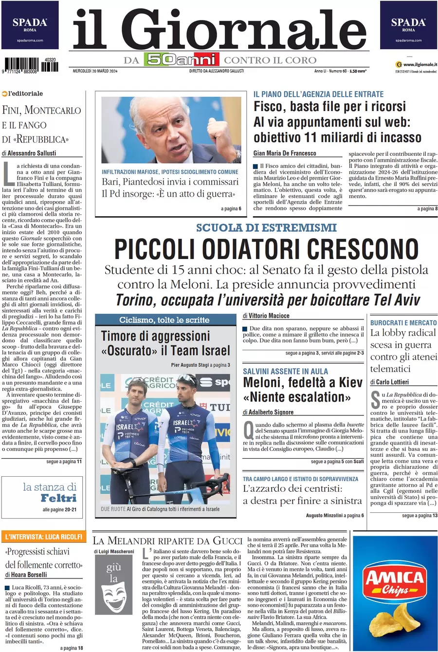 anteprima della prima pagina di il-giornale del 19/03/2024