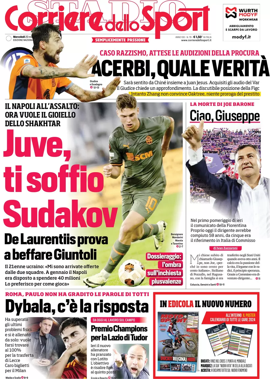 anteprima della prima pagina di corriere-dello-sport del 19/03/2024