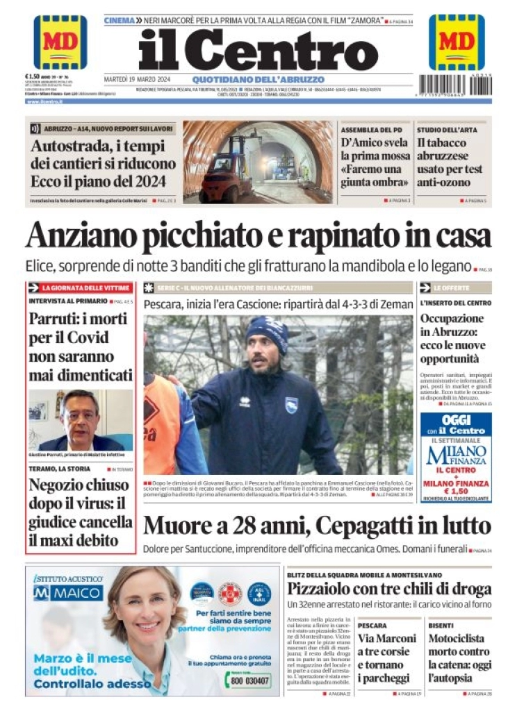 anteprima della prima pagina di il-centro-pescara del 19/03/2024