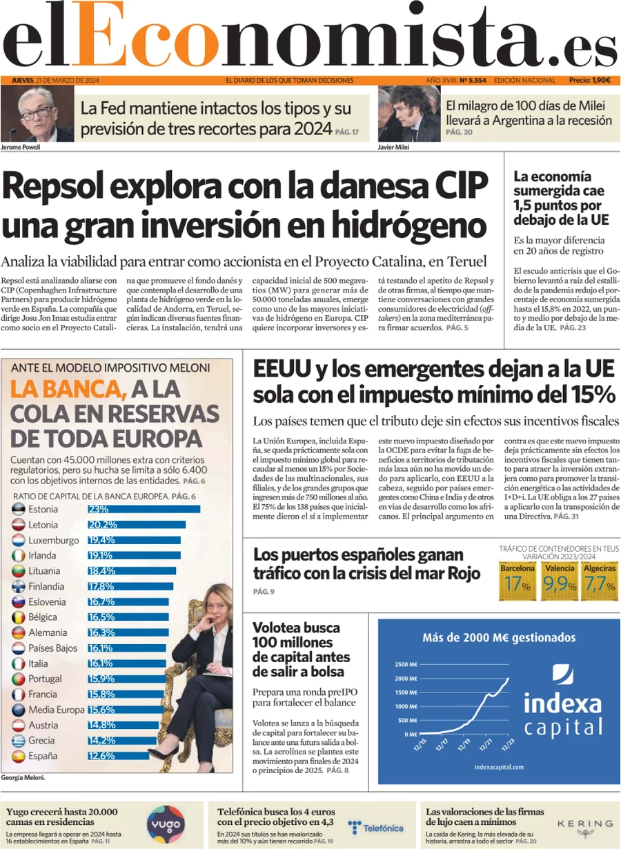 anteprima della prima pagina di el-economista del 20/03/2024