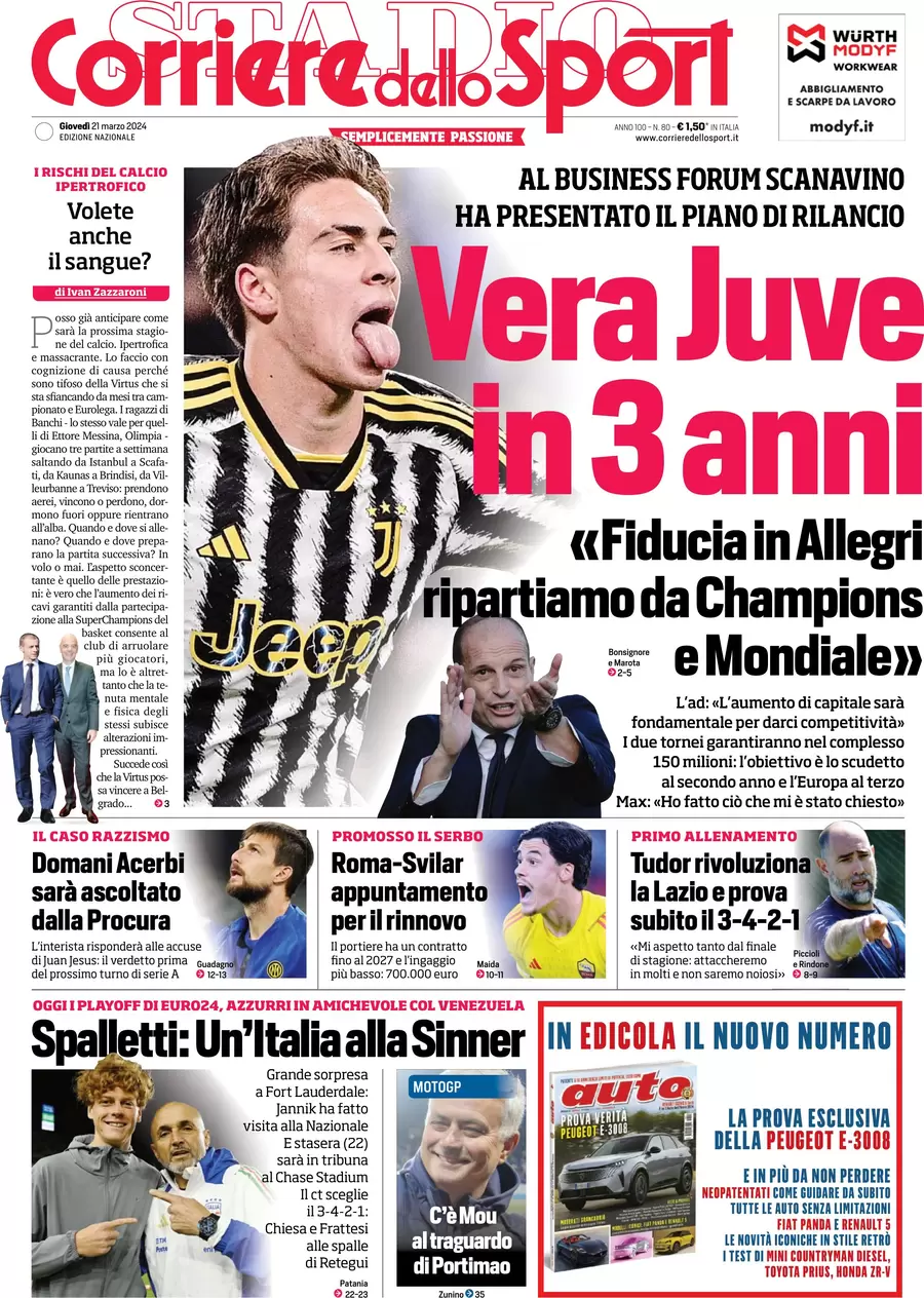 anteprima della prima pagina di corriere-dello-sport del 20/03/2024