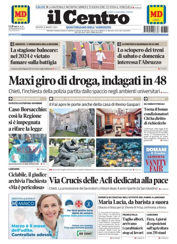 anteprima della prima pagina di il-centro-chieti del 21/03/2024