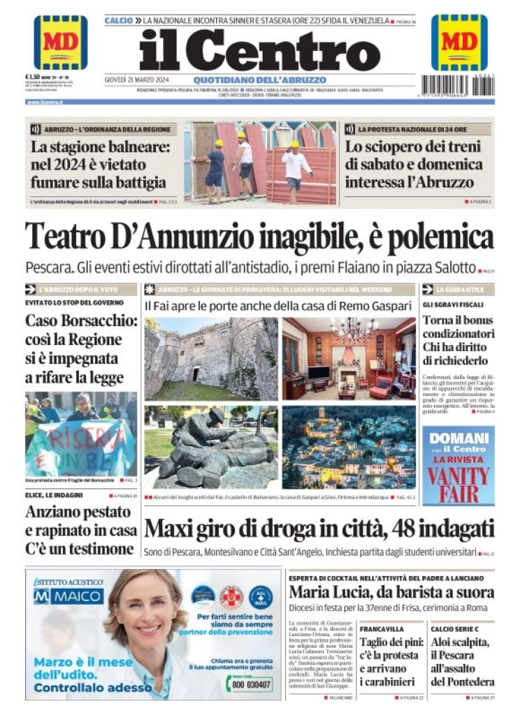 anteprima della prima pagina di il-centro-pescara del 21/03/2024