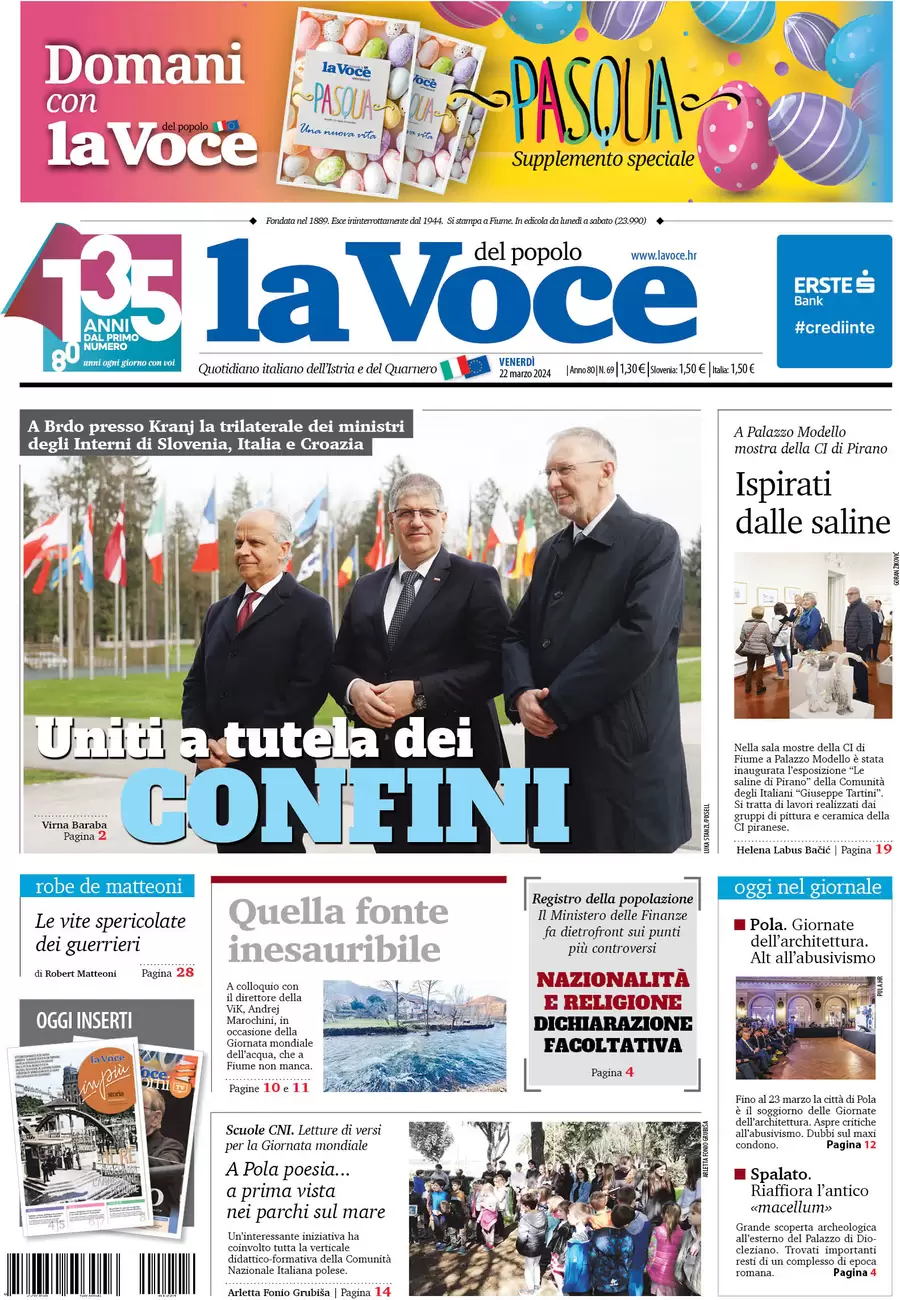 anteprima della prima pagina di la-voce-del-popolo del 22/03/2024