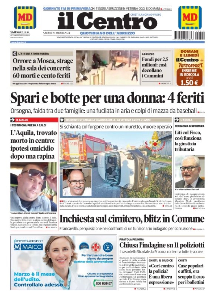 anteprima della prima pagina di il-centro-chieti del 23/03/2024