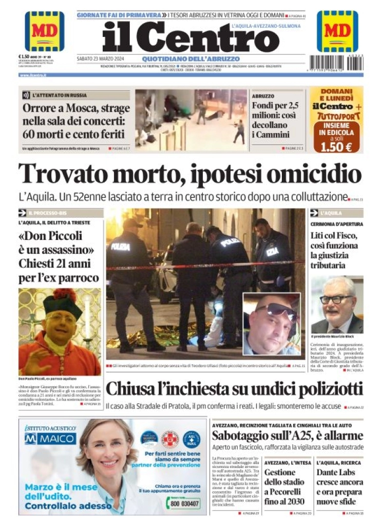 anteprima della prima pagina di il-centro-laquila del 23/03/2024