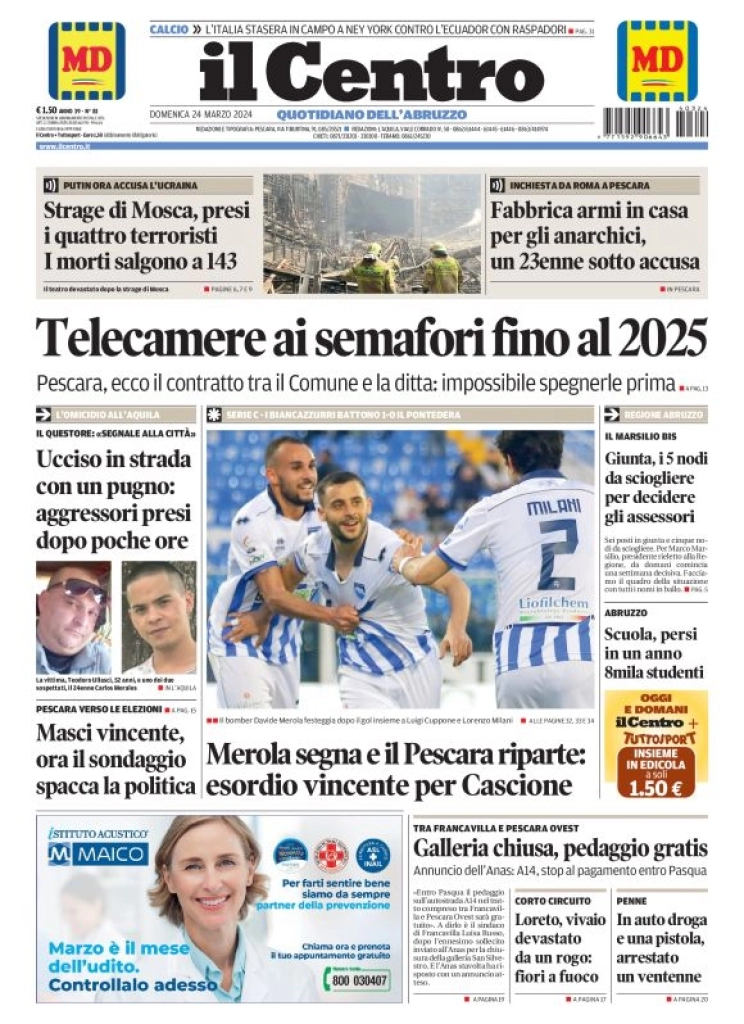 anteprima della prima pagina di il-centro-pescara del 24/03/2024