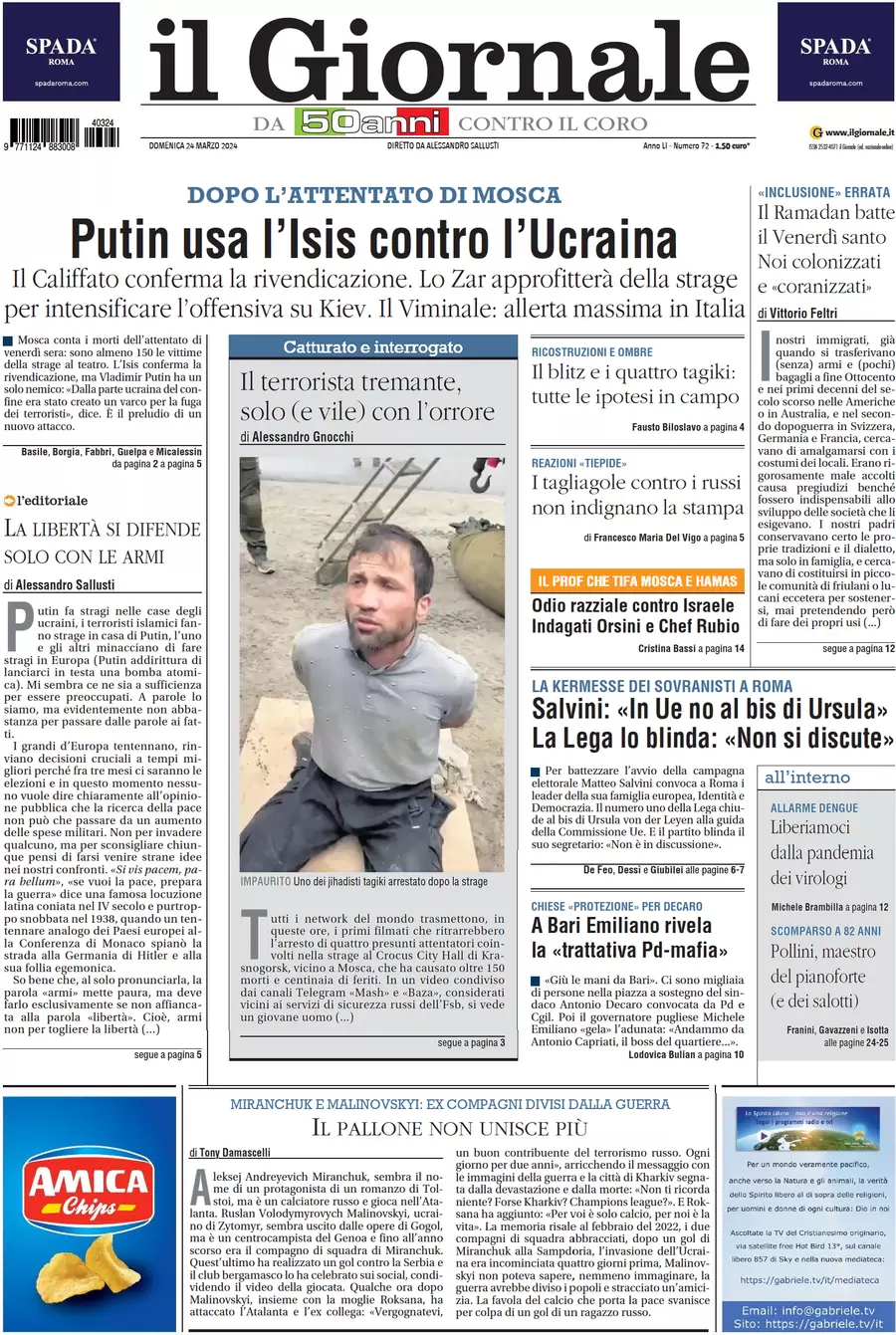 anteprima della prima pagina di il-giornale del 24/03/2024