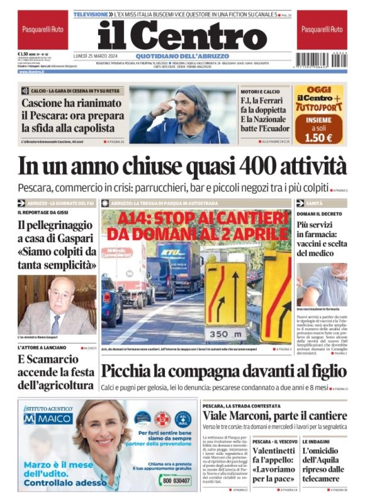 anteprima della prima pagina di il-centro-pescara del 25/03/2024