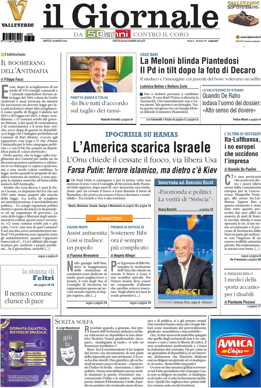 anteprima della prima pagina di il-giornale del 26/03/2024