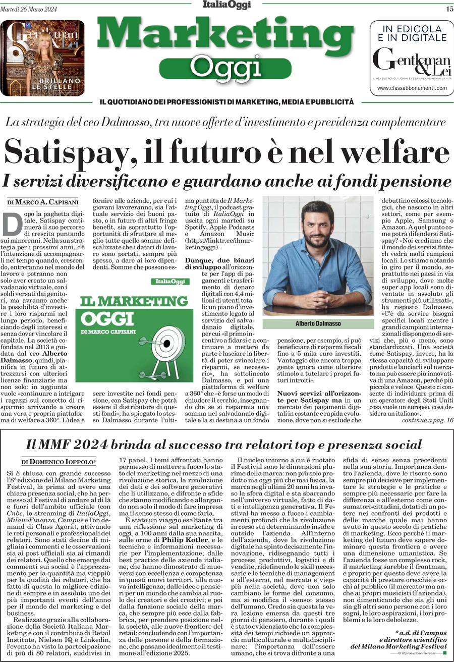 anteprima della prima pagina di marketing-oggi del 26/03/2024