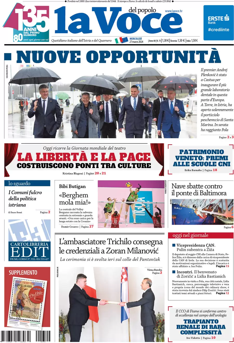 anteprima della prima pagina di la-voce-del-popolo del 27/03/2024