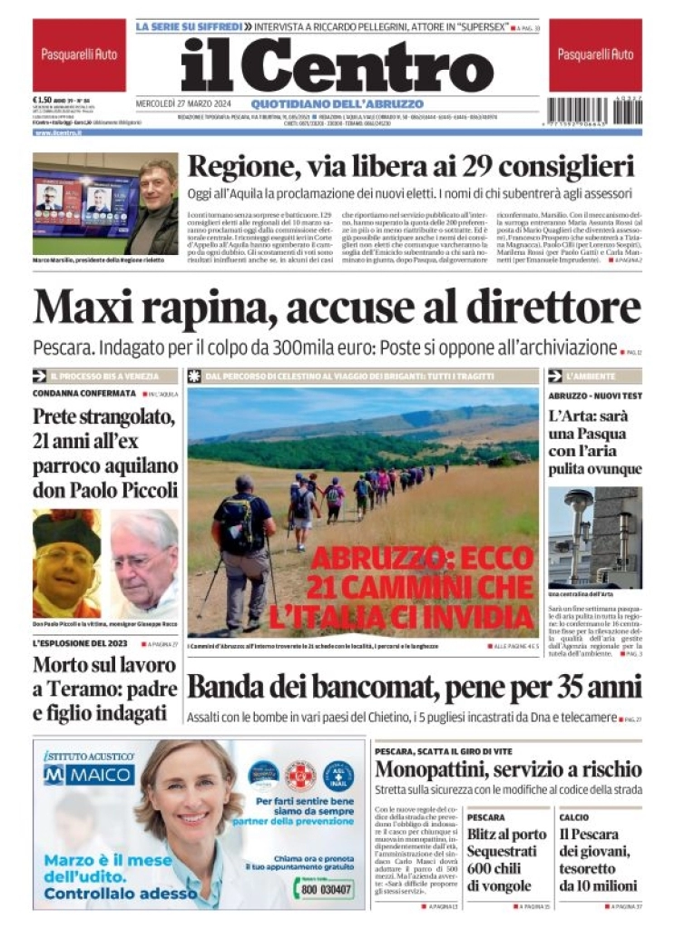 anteprima della prima pagina di il-centro-pescara del 27/03/2024