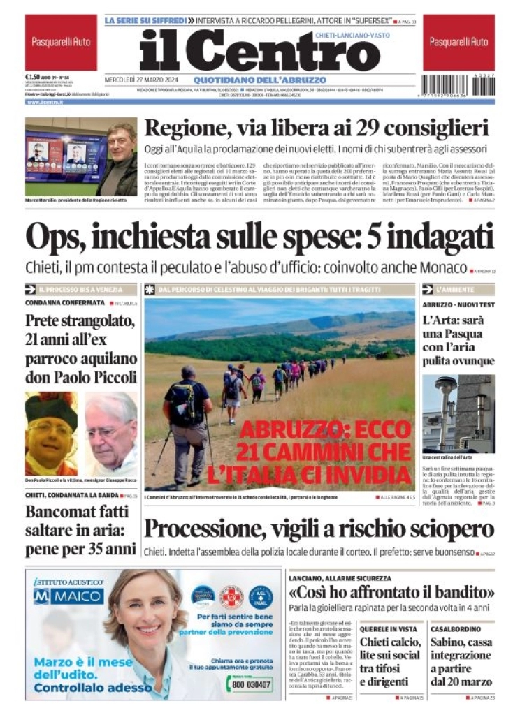 anteprima della prima pagina di il-centro-chieti del 27/03/2024