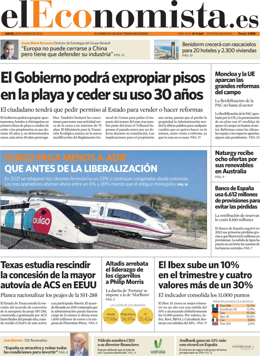 anteprima della prima pagina di el-economista del 28/03/2024