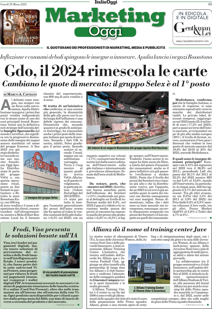 anteprima della prima pagina di marketing-oggi del 29/03/2024