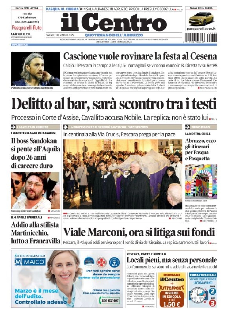 anteprima della prima pagina di il-centro-pescara del 30/03/2024