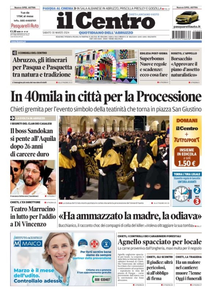 anteprima della prima pagina di il-centro-chieti del 30/03/2024