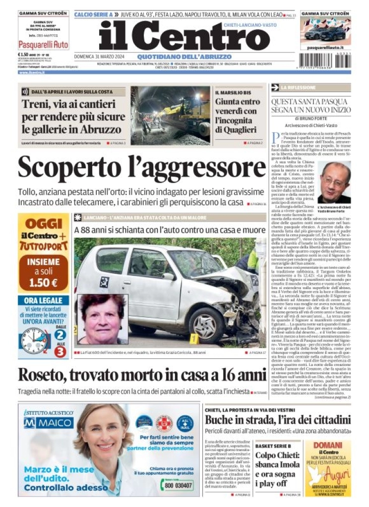 anteprima della prima pagina di il-centro-chieti del 31/03/2024