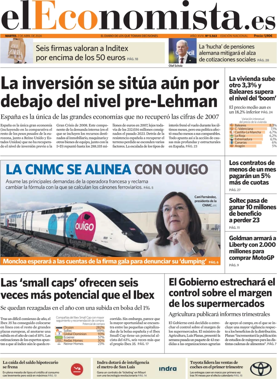 anteprima della prima pagina di el-economista del 02/04/2024