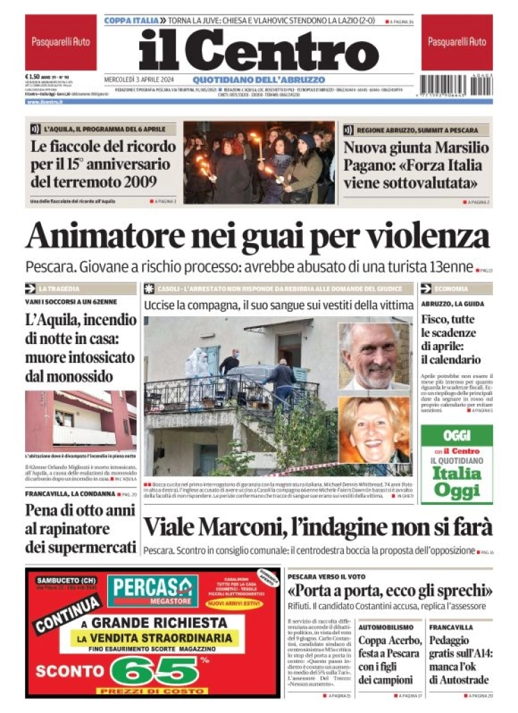 anteprima della prima pagina di il-centro-pescara del 03/04/2024