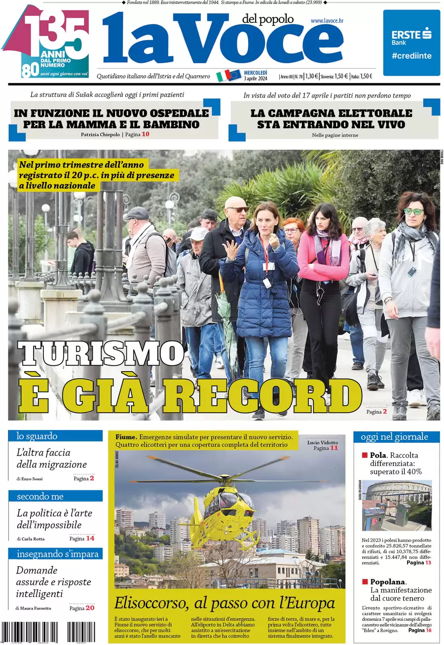 anteprima della prima pagina di la-voce-del-popolo del 03/04/2024