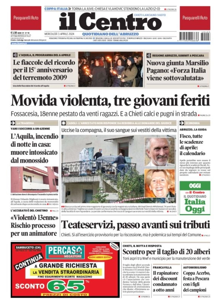 anteprima della prima pagina di il-centro-chieti del 03/04/2024