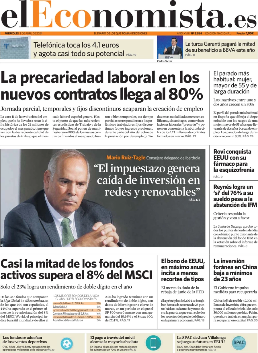 anteprima della prima pagina di el-economista del 03/04/2024