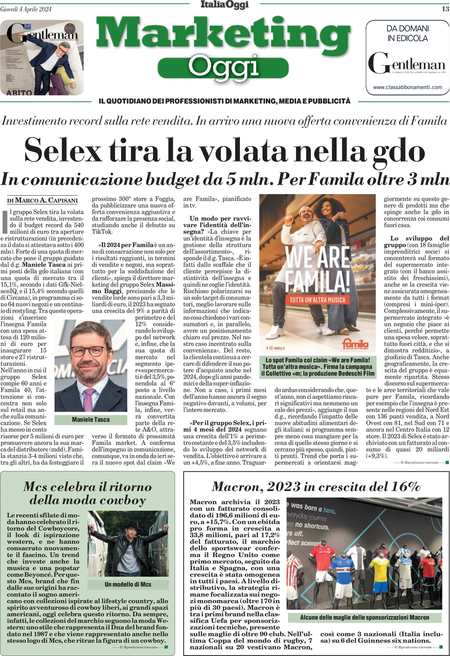 anteprima della prima pagina di marketing-oggi del 04/04/2024