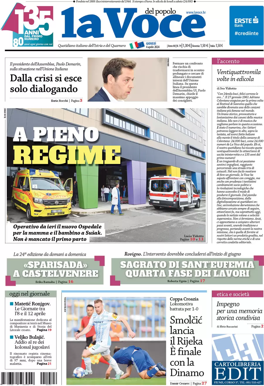 anteprima della prima pagina di la-voce-del-popolo del 04/04/2024
