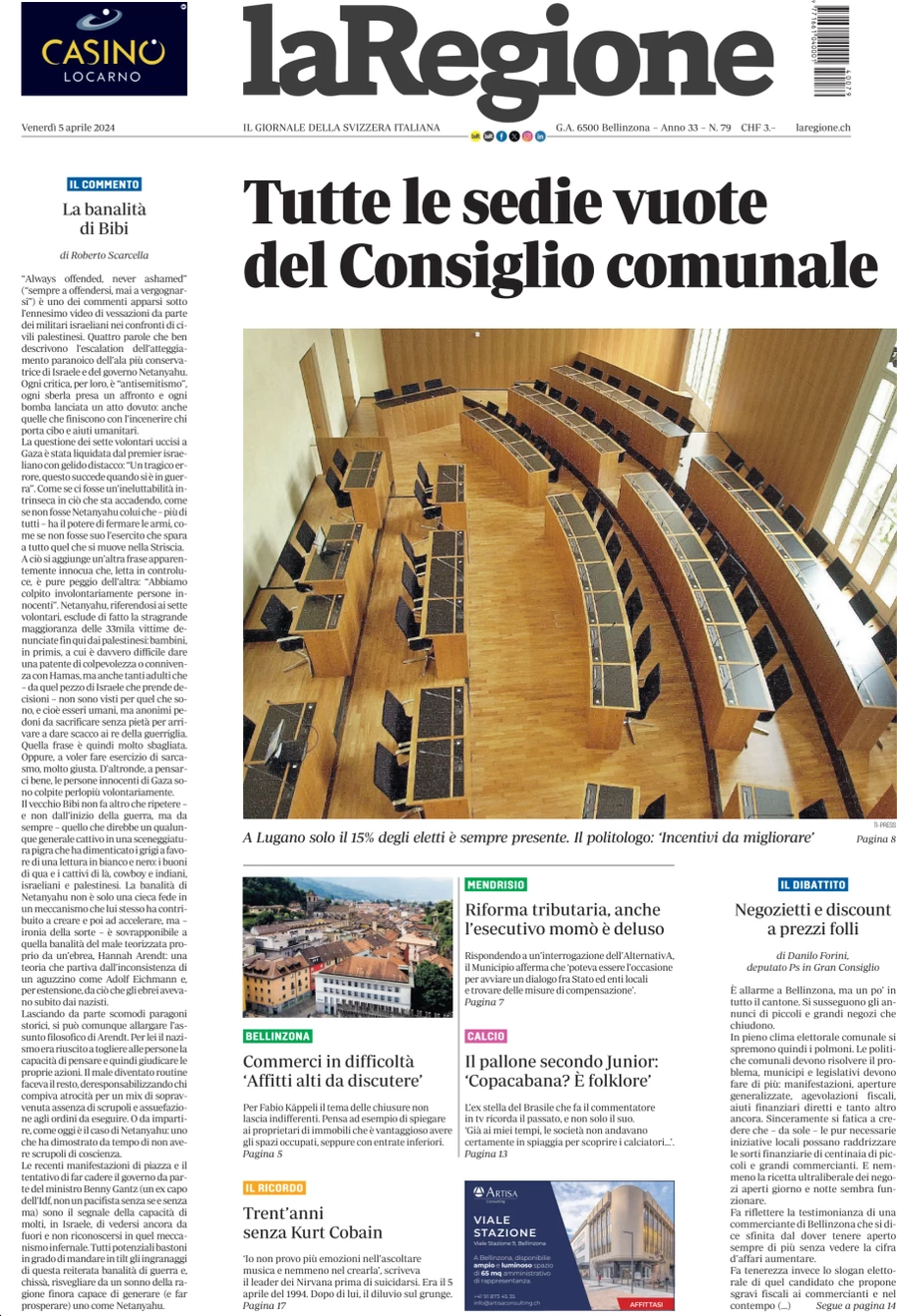 anteprima della prima pagina di la-regione del 05/04/2024