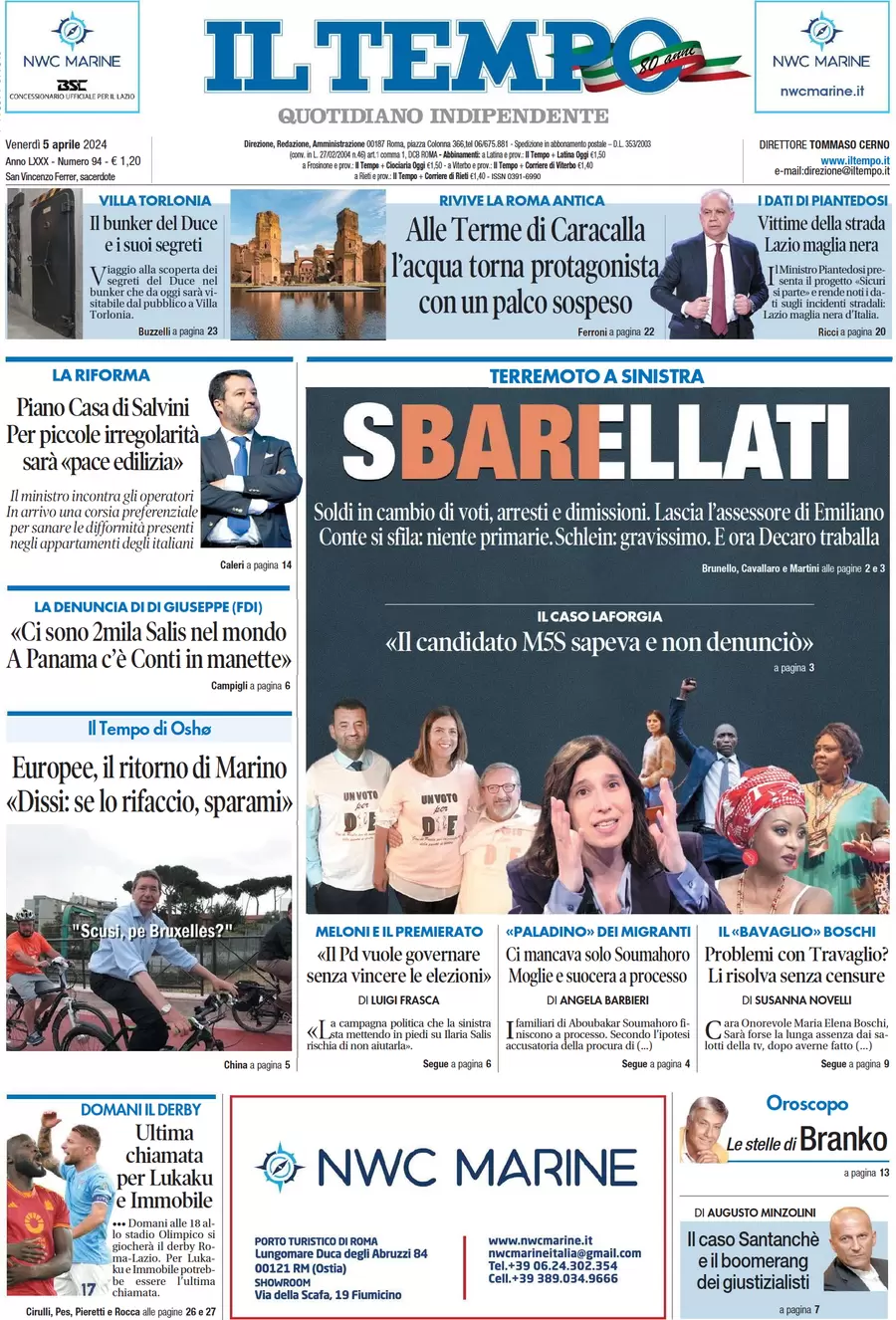 anteprima della prima pagina di il-tempo del 05/04/2024