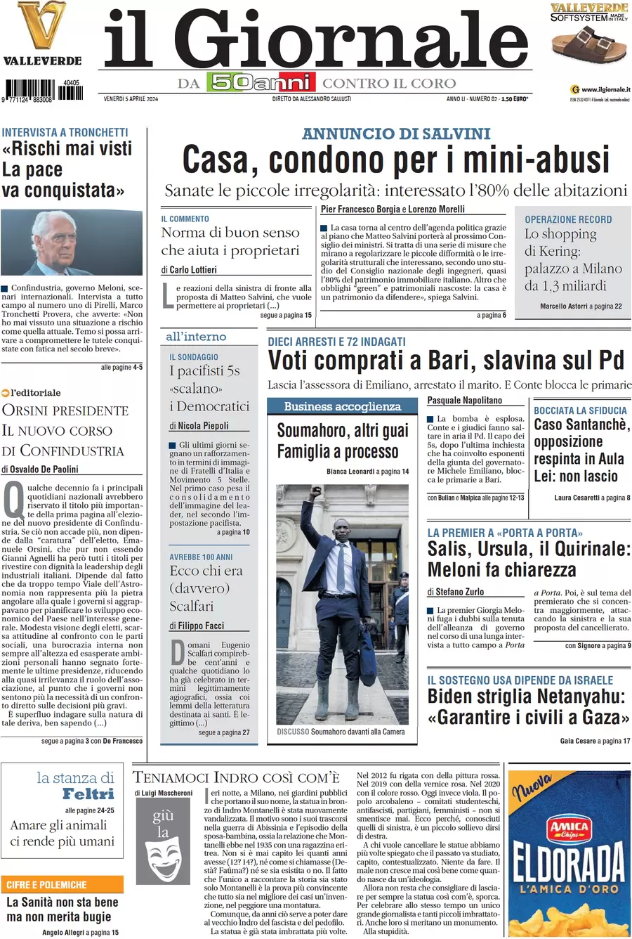 anteprima della prima pagina di il-giornale del 05/04/2024