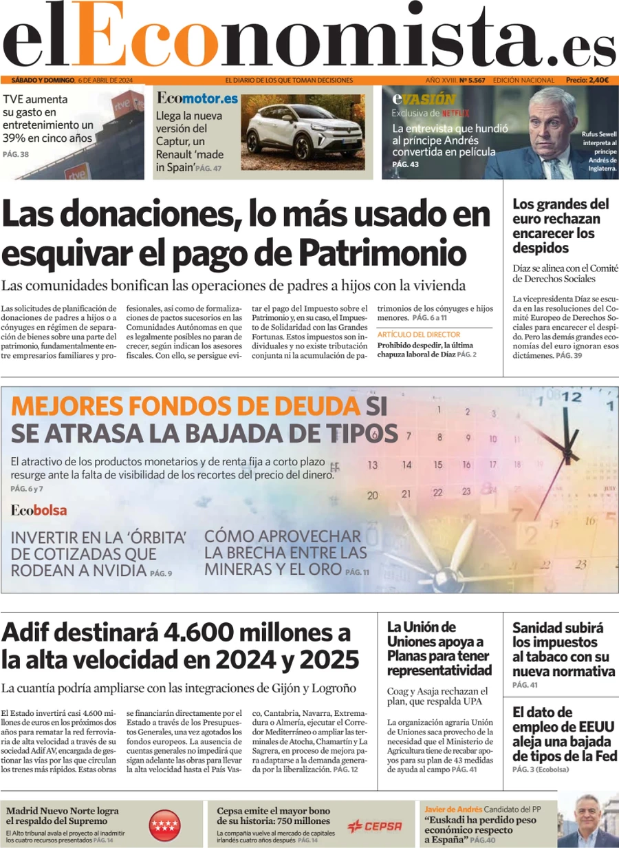 anteprima della prima pagina di el-economista del 06/04/2024