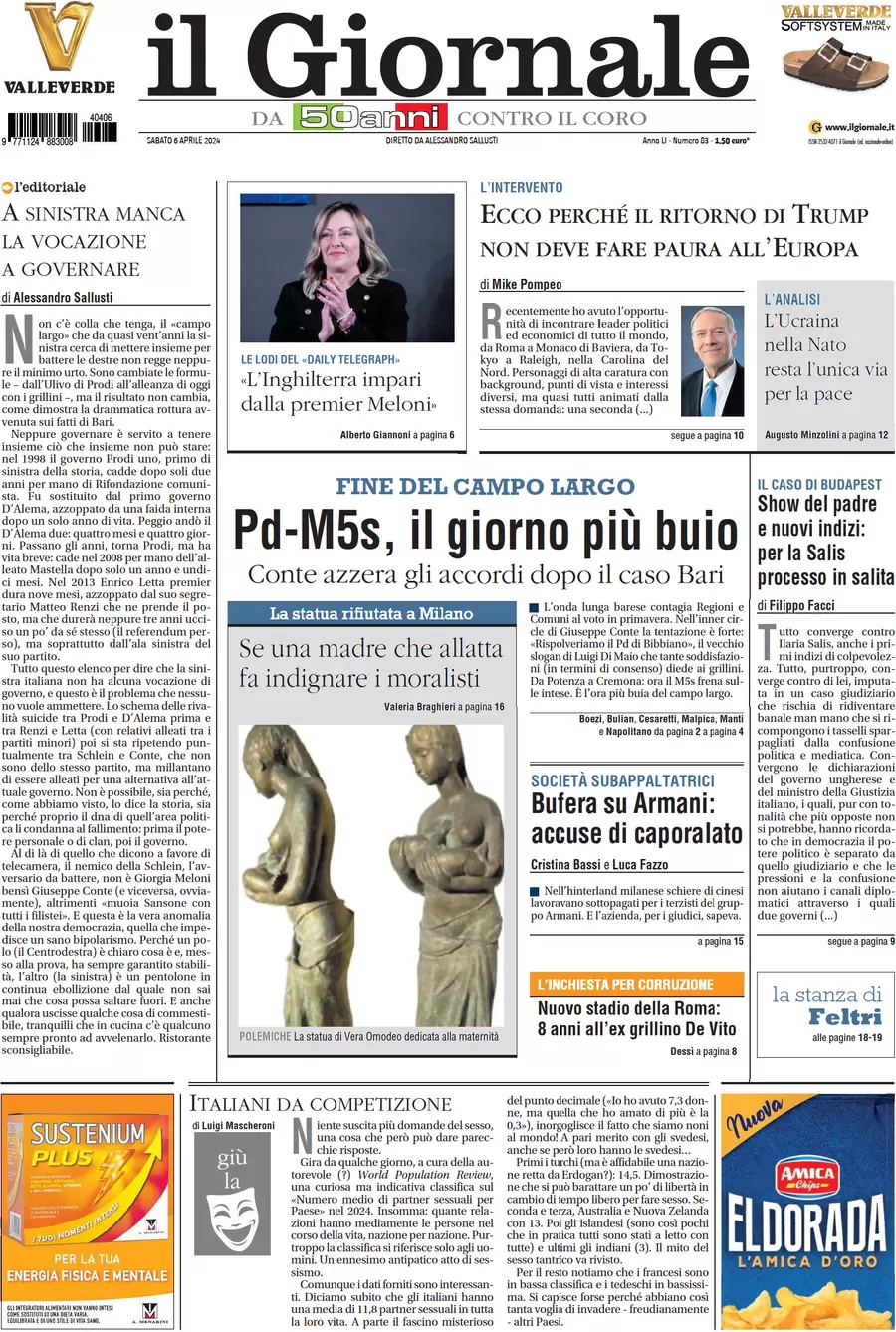 anteprima della prima pagina di il-giornale del 06/04/2024