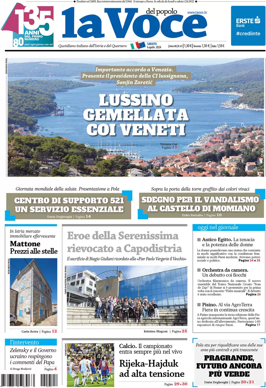 anteprima della prima pagina di la-voce-del-popolo del 06/04/2024