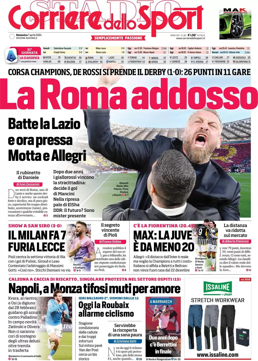 anteprima della prima pagina di corriere-dello-sport del 07/04/2024