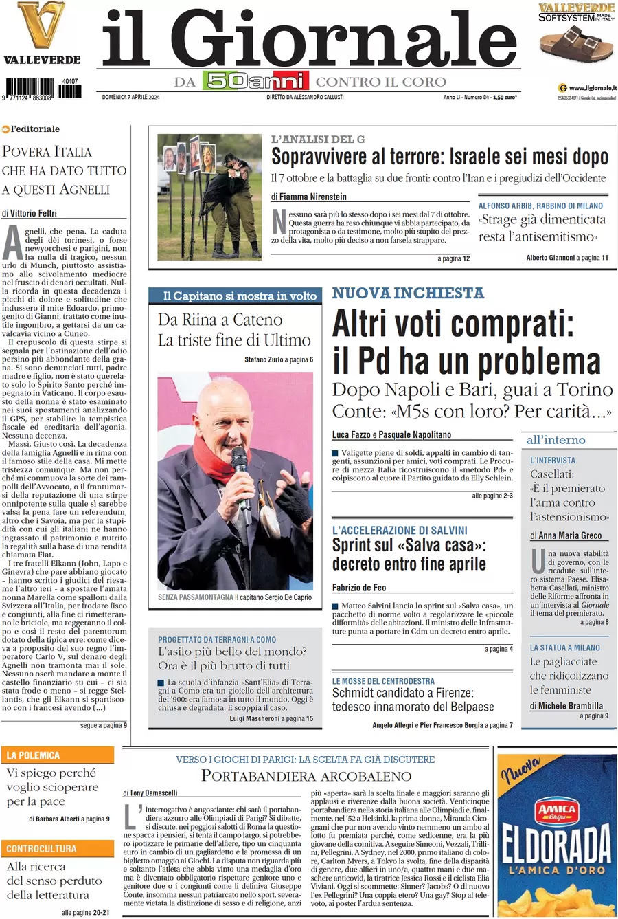 anteprima della prima pagina di il-giornale del 07/04/2024