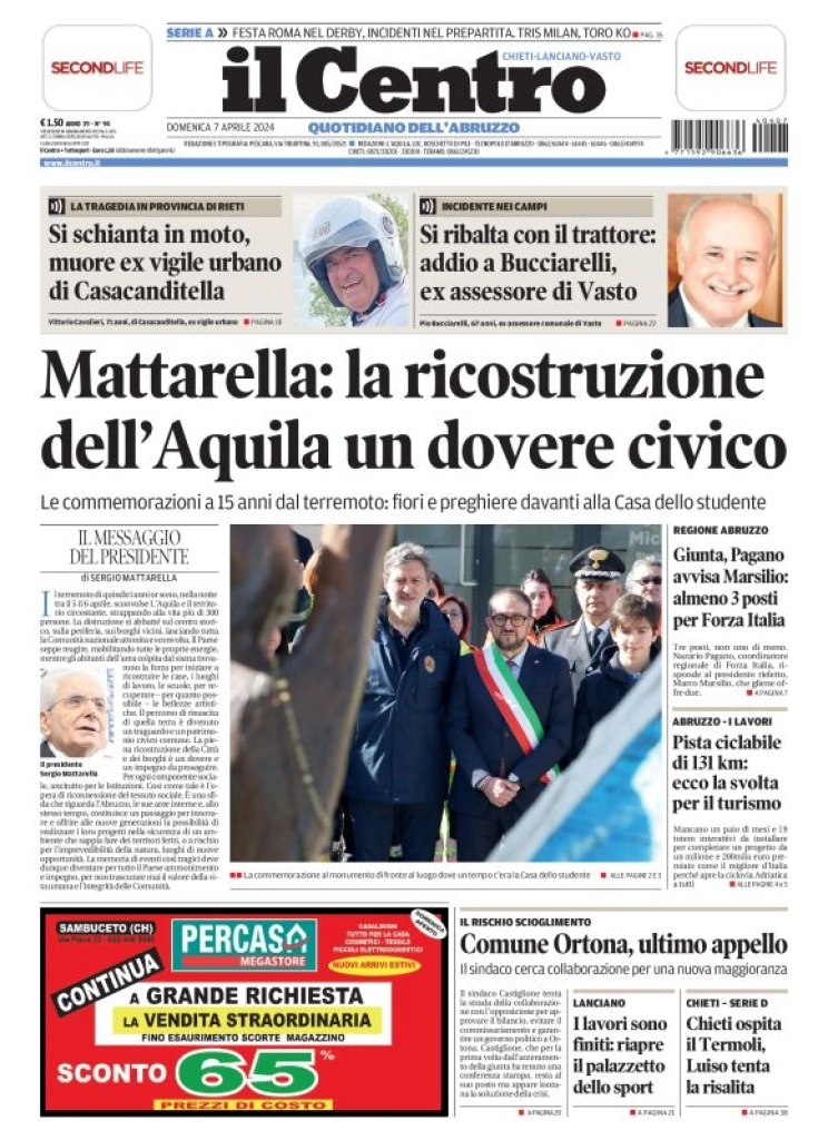 anteprima della prima pagina di il-centro-chieti del 07/04/2024